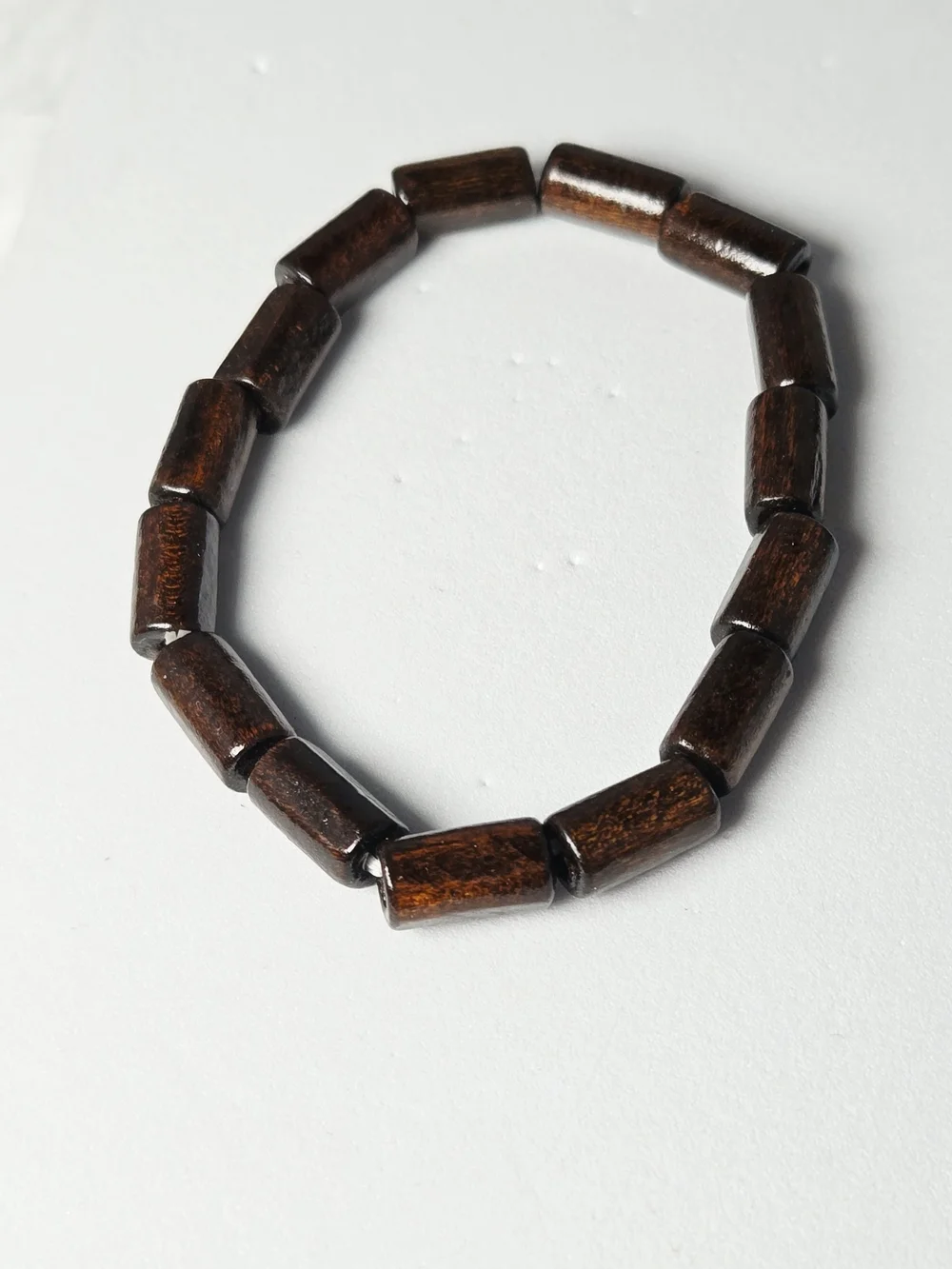 Coconut Wood Barrel Bead Stretch Bracelet Dark Brown Unisex Surfer Boho Jewelry